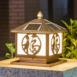 太阳能庭院围墙柱头灯户外防水花园别墅门柱灯家用大门柱子灯超亮