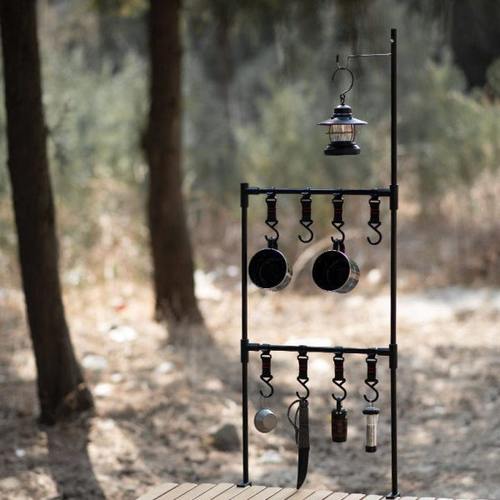 户外露营灯架野餐收纳桌板铝合金折叠置物架挂架桌面多功能餐具架