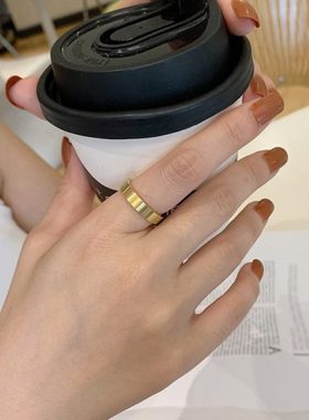 大码戒指女胖MM古法素圈哑光砂面大圈口情侣对戒胖手胖人食指指环