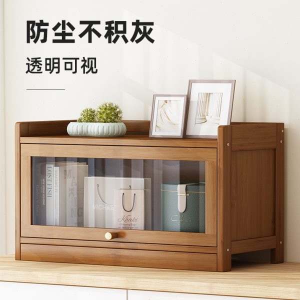 书桌收纳置物架学生桌面桌上阅读架带门防尘书柜家用小型简易书架