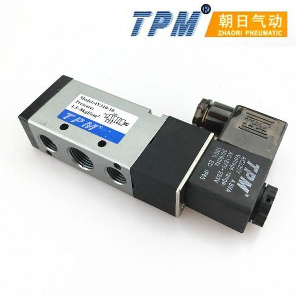 TPM朝日气动二位五通电磁阀阀体4V210-08 220V/24V 配接头消声器