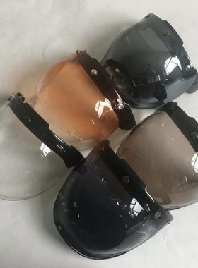 美国TORC头盔复古半盔三扣式泡泡镜片透明黑色棕红色电镀银带支架