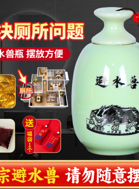 避水兽瓶摆件荷花鲤鱼图化妆室厕所在西北葫芦避水龙瓶厨房镇水兽