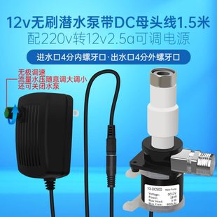 小型DC12V直流无刷220v移动洗澡机太阳能热水器出水可调增压水泵