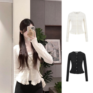 MosesQueen魔西女王缕空针织开衫 女春秋设计感外搭吊带上衣两件套