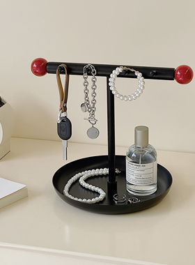 创意入户玄关钥匙收纳托盘挂钩摆件桌面收L纳整理置物架家居装饰