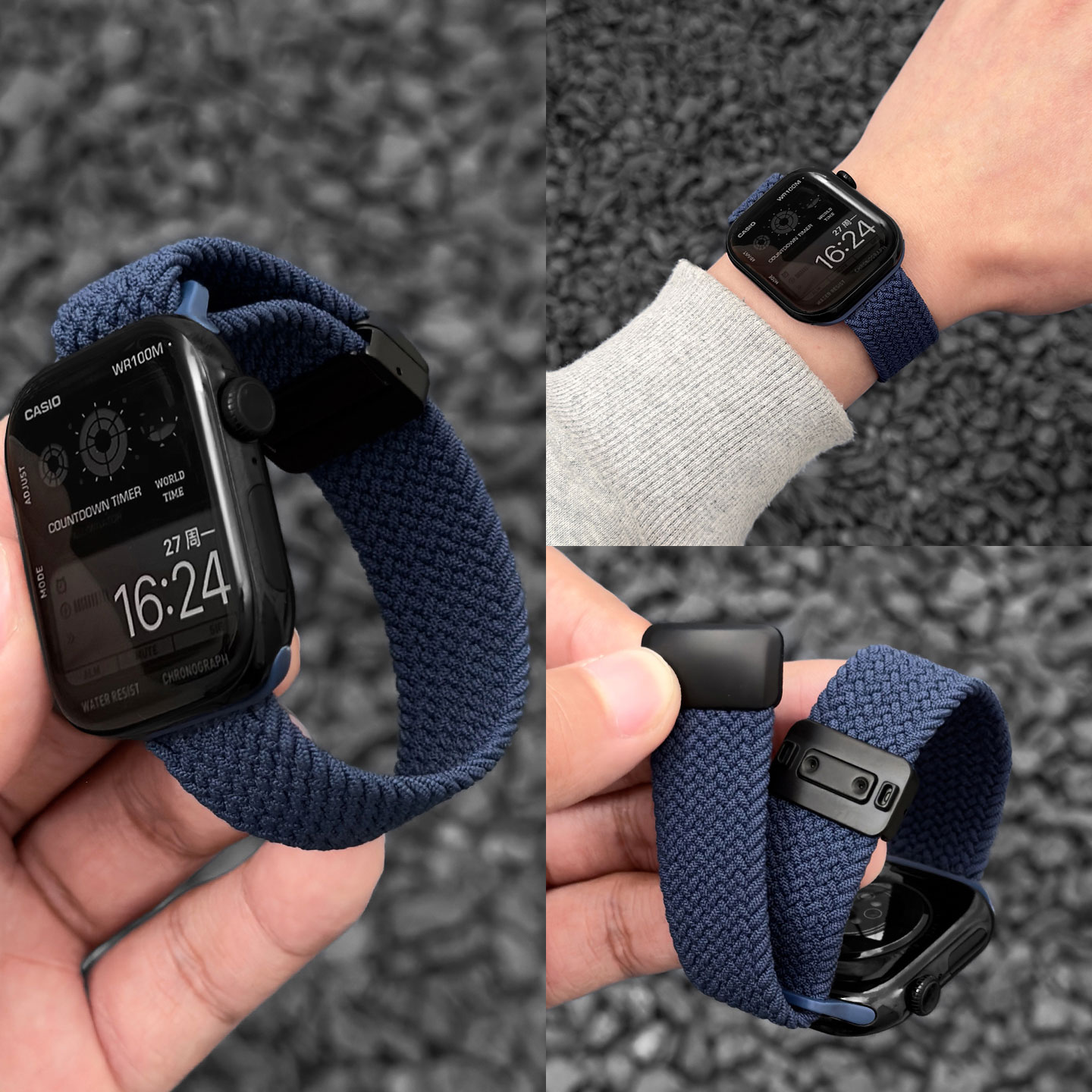 适用iwatch编织磁吸透气夏天表带图片