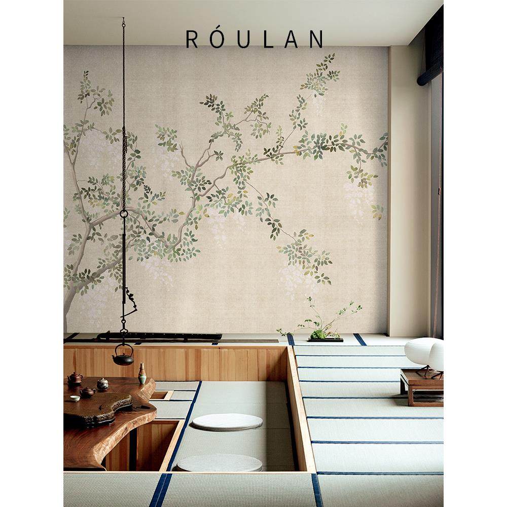 树林米色壁纸绿色美式乡村墙纸客厅电视背景墙画卧室床头民宿墙1,家装主材,定制壁画,淘宝优惠券,粉丝福利购,淘宝优惠卷