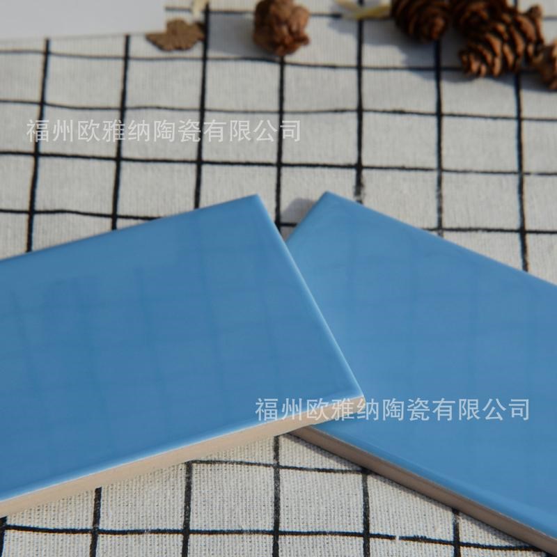 工程砖75x150天蓝色不透水厨房瓷砖-小规格蓝色瓷片