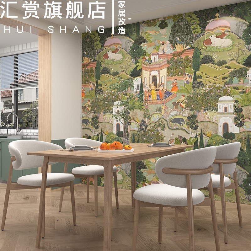 中古卫生间自粘贴纸防水壁纸屏风改造壁画餐厅背景墙南洋卧室墙纸