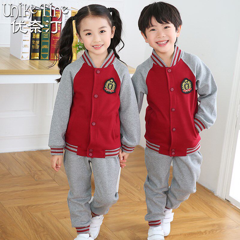 幼儿园园服春秋装儿童红色棒球服运动新款定制小学生校服套装