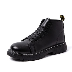 冬季新款马丁靴男百搭韩版潮流黑色皮鞋男学生英伦风厚底防水短靴