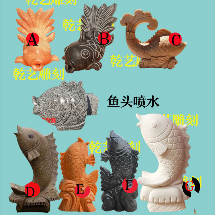 楼房屋顶排水口装饰石雕鲤鱼鱼池B喷泉石雕鱼头出水口水景墙壁挂