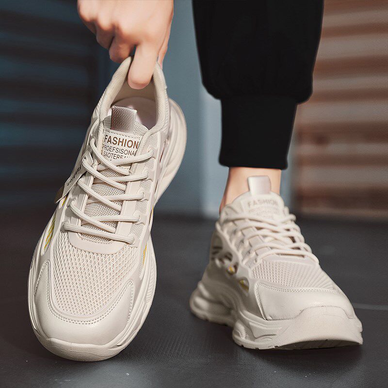 男鞋2025新款夏季网面透气休闲运动鞋学生增高跑步减震百搭老爹鞋
