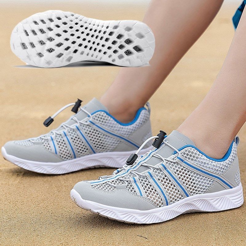 夏季网鞋底镂空透气孔汗脚单层网面薄款通风轻便海边防臭旅游男鞋,流行男鞋,网面鞋,淘宝优惠券,粉丝福利购,淘宝优惠卷