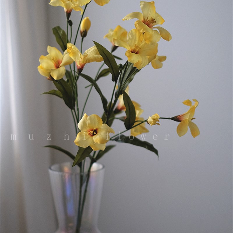 仿真花高档新h款客厅油桐花束绢花假花高枝插花布置摆设加花瓶摆