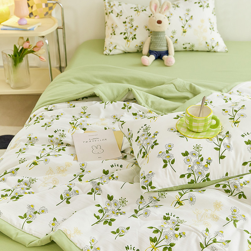 韩式绿色小碎花夏凉被夏季可机洗夏被薄夏天单双人可水洗空调被子,床上用品,化纤被,淘宝优惠券,粉丝福利购,淘宝优惠卷