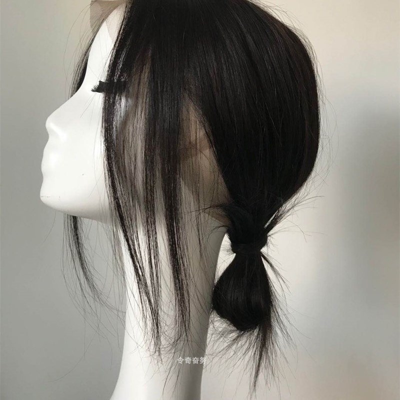 全蕾丝假发套真人发丝女长直发透气自然递针轻薄全手W织可扎马尾