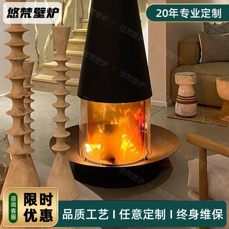 悬挂壁炉a艺术装饰实用一体酒吧氛围电子酒精雾化仿真火材餐馆民