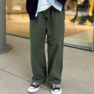 纯色宽松直筒休闲长裤2024新款春秋季日系男生垂感慵懒风