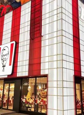 潘通185C红色磨砂半透明PC波浪瓦幕墙阳光板立面装饰波纹板隔断墙