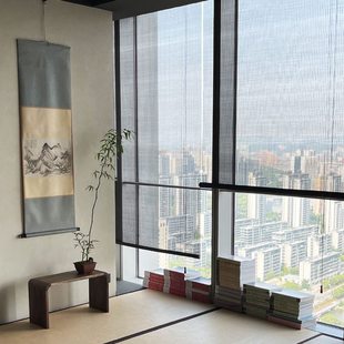 竹帘窗帘卷帘茶室隔断帘屏风挂帘遮挡阳台遮阳透光遮光 曼莎诺中式