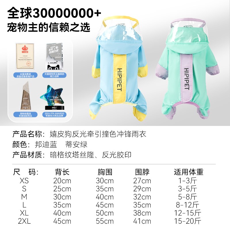 嬉皮狗雨衣小狗狗按扣衣服下雨天泰迪雪纳瑞小型犬宠物全方位防水