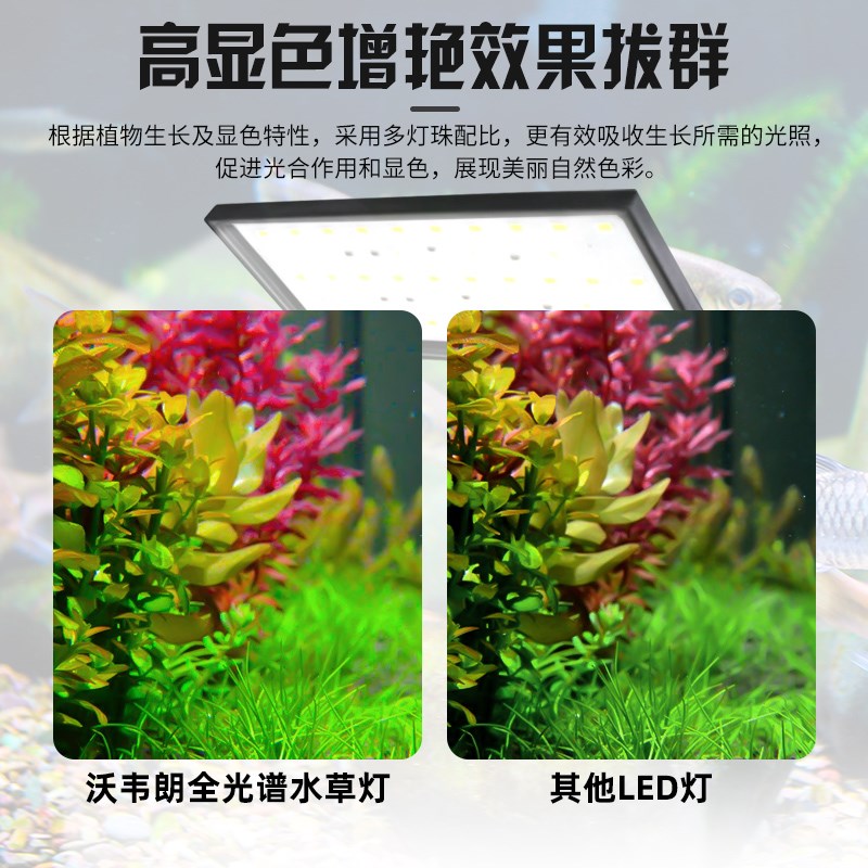 沃韦朗全光谱RGB鱼缸灯中小型夹灯水草缸增色水草灯LED小缸造景