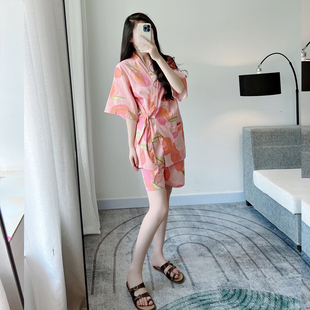 汗蒸服女2022新款 系带和服SPA 洋气桑拿浴服套装 性感开衫