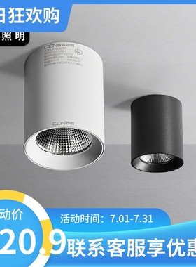 西顿照明明装射灯防眩免开孔吸顶式客厅卧室走廊筒灯天花灯9101C