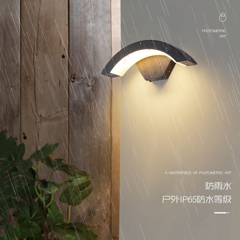 户外壁灯别墅庭院阳台过道走廊门口户外防水外墙感应壁灯黑色遥控