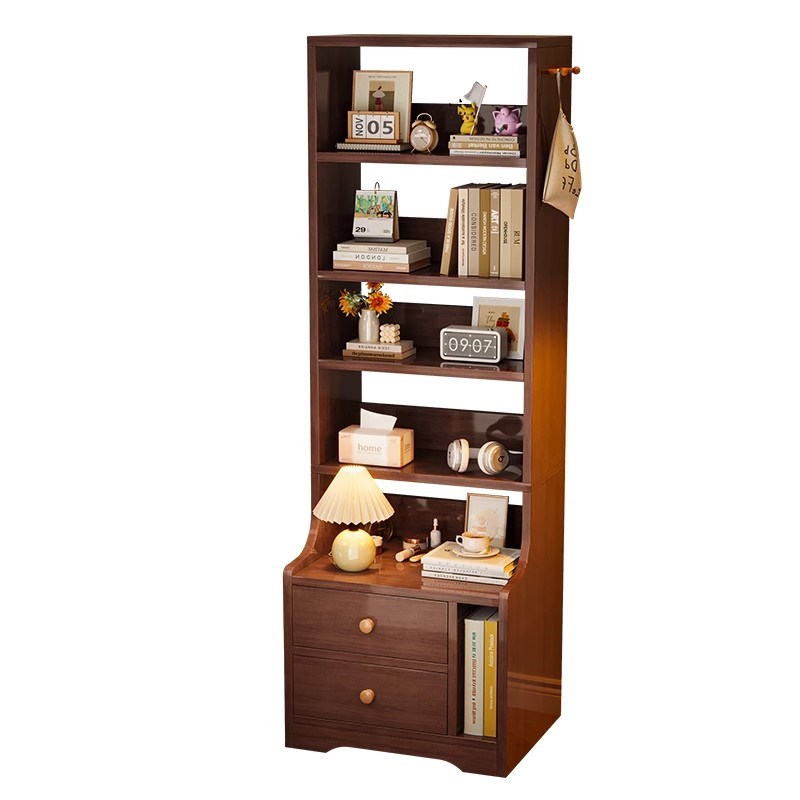 实木高款床头柜书架卧室移动一体简约多功能置物架床边收纳柜书柜