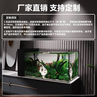 金晶超白鱼缸客厅大中小型侧滤超白生态桌面玻璃缸造景水草溪流缸
