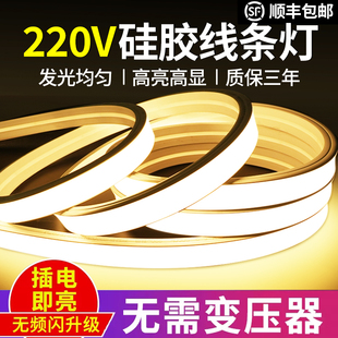 线形灯带 柔性硅胶led灯带条m软套管12v24低压防水自粘220V嵌入式