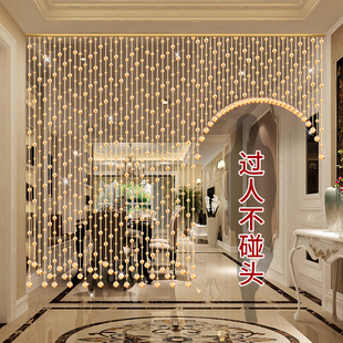 饰过道家用挂帘免打孔新款 门帘水晶隔断帘客厅窗帘玄关v帘子装 珠
