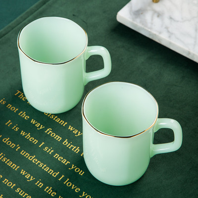 玉瓷茶杯带盖水杯马克杯喝水杯牛奶杯办公会议杯子咖啡杯茶具