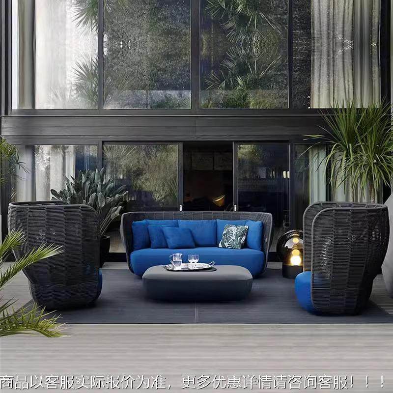 北欧45户外休创意藤编沙发庭家院别墅花园酒店闲藤沙发茶几组合具,住宅家具,户外沙发,淘宝优惠券,粉丝福利购,淘宝优惠卷