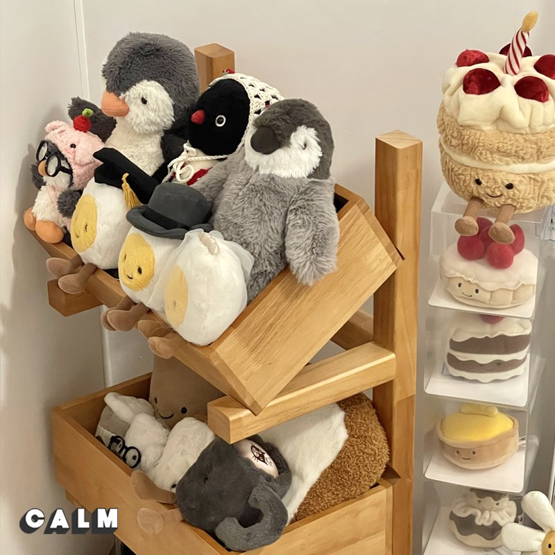 Jellycat橡胶木四格置物架多层简易收纳架零食架客厅储.物居家美