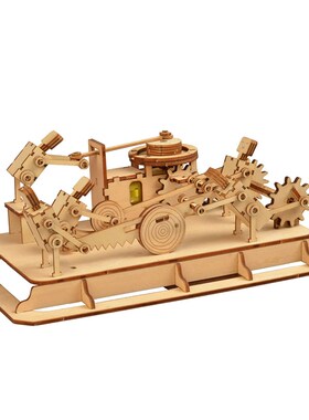 电动推磨人物动态摆件木制拼装儿童模型玩具手工拼图益智礼物男女