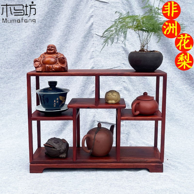 花梨木博古架小型茶桌上的置物架紫砂壶摆放架实木茶杯架茶架小