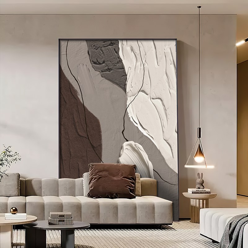 抽象客厅装饰画大幅落地画现代高级感沙发背景墙挂画玄关肌理画