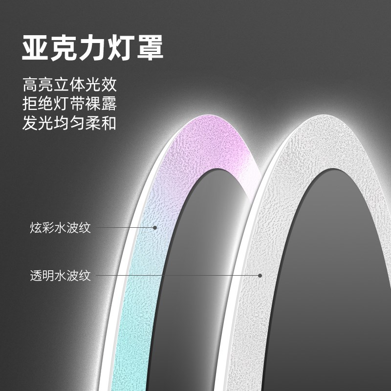 智能浴室镜带灯家用卫生间圆镜梳妆镜法式化妆镜壁挂发光圆形镜子