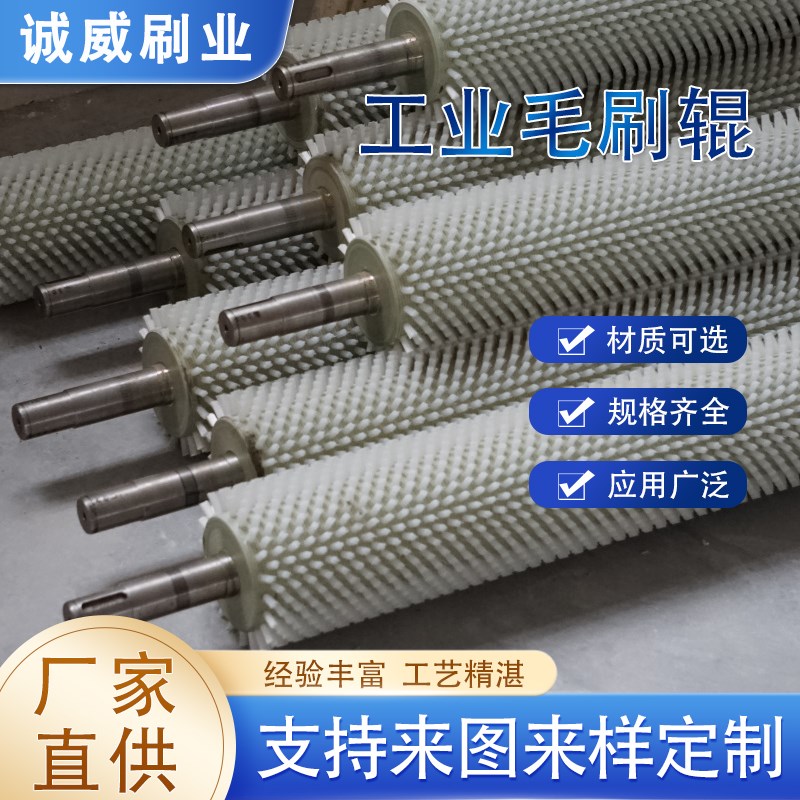 工业毛刷辊果蔬清洗刷打磨抛光清洗除尘尼龙刷小型圆形毛刷轮