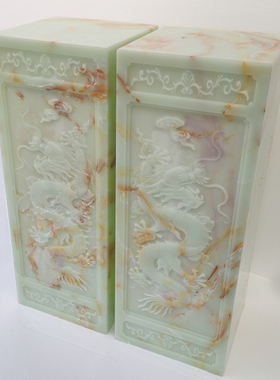 定制人造大理石摆台浮雕龙梅兰竹菊落地基座展厅样板房摆件底座