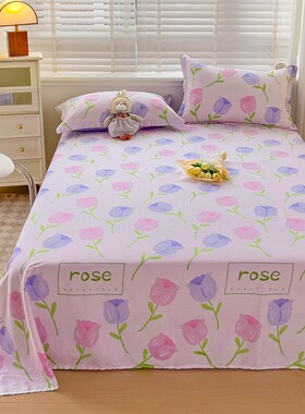 100%全棉床单单件纯棉儿童卡通宿舍单人1.5m1.8Rm米双人被单三件