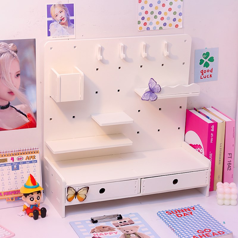 桌面洞洞板追星女孩小卡立牌展示透明抽屉式置物架吧唧谷子收纳1