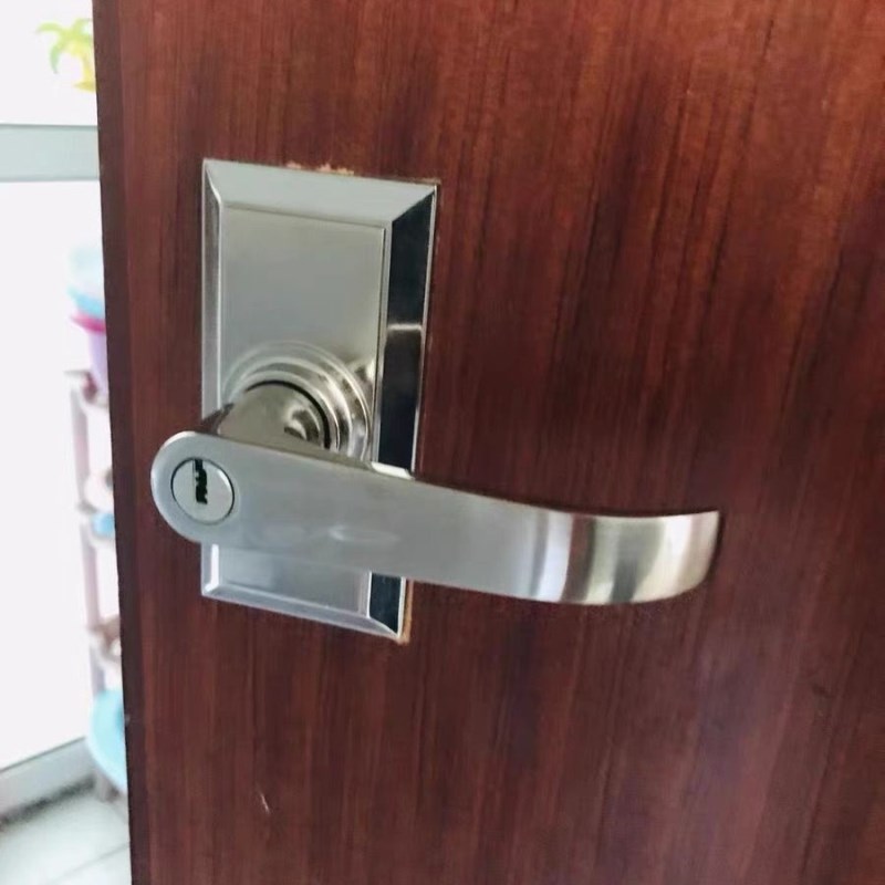 三杆锁卧室单舌把手锁加宽球形锁房门锁家用室内锁具卫生间门