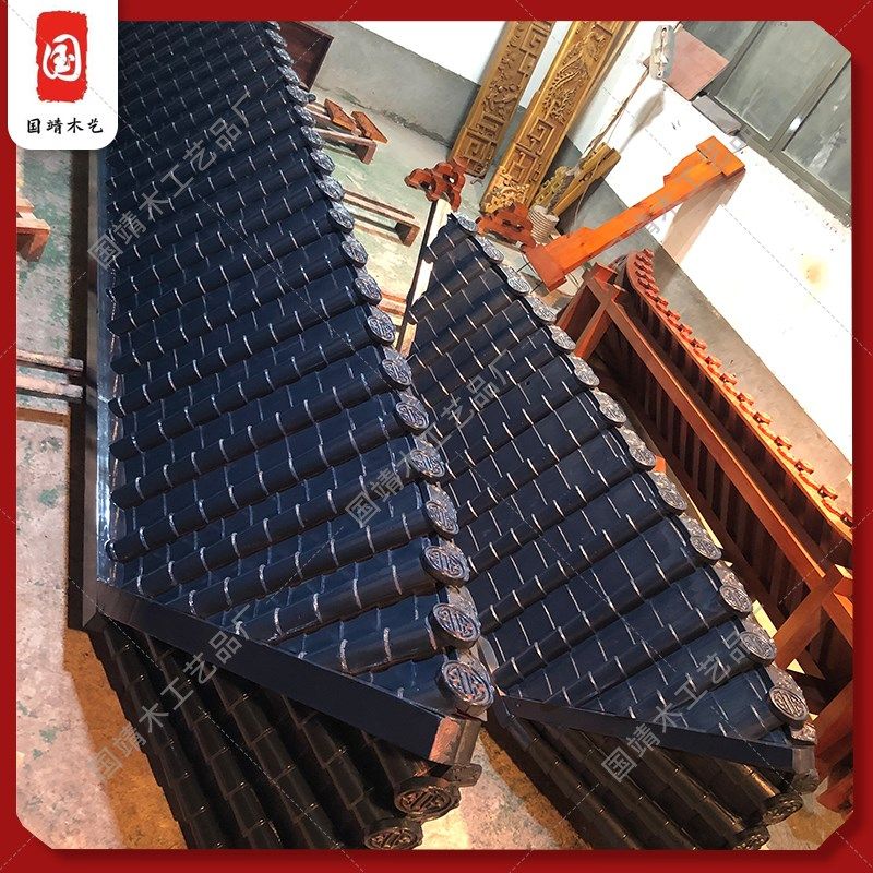 实木雕刻仿古门头屋檐飞檐翘角中式门楣古建门楼牌坊亭角房檐装饰