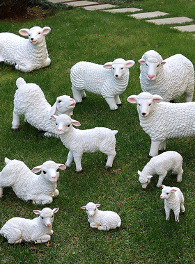 仿真白羊花园庭院布置院子草坪装饰玻璃钢工艺品景观动物园艺摆件