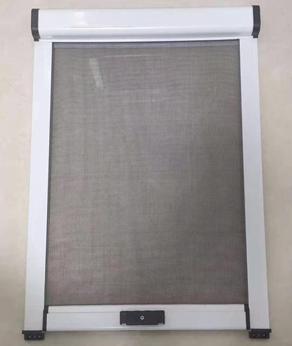 定制无底框隐形纱窗铝合金边框上下拉卷帘自动伸缩式防蚊纱网订做